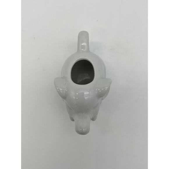 Vintage Glossy White Ceramic Miniature Elephant Personal Creamer Kitchen Serware - Picture 3 of 6